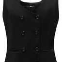Womens Suit Vest Double Breasted V-Neck Fashion Dressy Casual Waistcoat Vest for Women, M