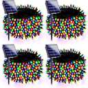4 Pack 180FT Solar Christmas Lights Outdoor Waterproof, Super Bright 320 LED Solar String Lights with 8 Lighting Modes, Green Wire Solar Twinkle Tree Lights for Outside Xmas Party Yard(Multi-Colored)