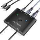 KCEVE USB C Switch 2 in 1 Out, USB Type C KVM Switch 2 Computers 1 Monitor, 8K@60Hz / 4K@120Hz / 20Gbps/ USB 3.1 Gen 2 / 100W PD/Compatible with Thunderbolt Devices/Wired Remote, 1 USB-C Cable
