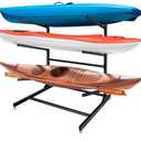 Kayak Storage Rack, Heavy Duty Steel Hanger for 2/4 Kayaks Stand, Canoe, SUP & Surfboard with Adjustable Width, Movable Wheels, Secure Straps, and Padded Arms for Indoor/Outdoor/Garage Storage