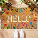 Jenaai Spring Coir Doormat Outdoor Summer Welcome Door Mat 17" x 29" Hello Floor Mat Non Slip Heavy Duty for Indoor Outdoor Entrance Door Porch Front Decor