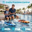 Remote Control Boat for Kids, RC Boat for Pool, Lake, River and Pond with LED Lights, Self-Righting, Waterproof, Fast Speed Racing Electric Boats 2 Speed Modes 60mins Rechargeable Batteries