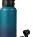 Neihepal 32 oz Insulated Water Bottle with 2 Lids (Straw & Spout Lid), 18/8 Stainless Steel Double Wall Water Bottles for Gym, Travel, Camping, Sports (Dark Night,1 Pack)