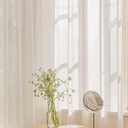 White Pinch Pleated Window Sheer Curtains 96 Inches Long 2 Panels, Gently Filter Light See Through Vertical Stripe Semi Sheer Window Panels Drapes, 42" W x 96" L x2