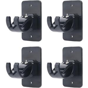 4Pcs Self-Adhesive Curtain Rod Clips, Universal Plastic Curtain Rod Clips, No Drilling,for C urtain Rods up to 40mm (Black) (Curtain Rod Not Included)