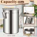 Lallisa 9 Pcs Stainless Steel Kitchen Canister 62 fl oz with Airtight Clear Clamp Lid, Metal Food Storage Container Set for Coffee Bean Ground Coffee Flour Sugar Spice Tea Cereal Snack Candy Pantry