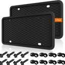 Black License Plate Frames Holder, 2 Pack Car License Plate Covers, Universal US Front & Rear Truck Frame Bracket Protector Mounting Kit Accessories