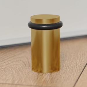 NYCO - Floor Stopper 2" Satin Brass Door Stop - Classy Solid Steel Modern Heavy Duty Door Stoppers - Floor Mount Anchor Screw - Wall Protector for Commercial Door, Home Doorstop, Interior