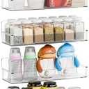Yieach 4 Pack Acrylic Adhesive Spice Rack Wall Mount - 11.5x3.6 Inch, Clear Spice Shelf Storage Holder, 4 Pack Stick on Hanging Spice Rack Organizer for Cabinet Door, Kitchen Wall, Rv, Inside Cabinets