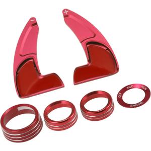Steering Wheel Shift Paddle Extension Air Conditioning Switch Knob Cover Set for Dodge Durango Charger Challenger for Jeep Grand Cherokee Car Interior Trim Accessory Red