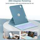 RAYMCRAFT for iPad 11th(A16, 2025)/10th Generation Case with Keyboard, 360 Rotatable Case & Detachable Backlit Keyboard, Precision Cutouts and Pen Holder for iPad A16 11''/10th 10.9'', Sparkling Blue
