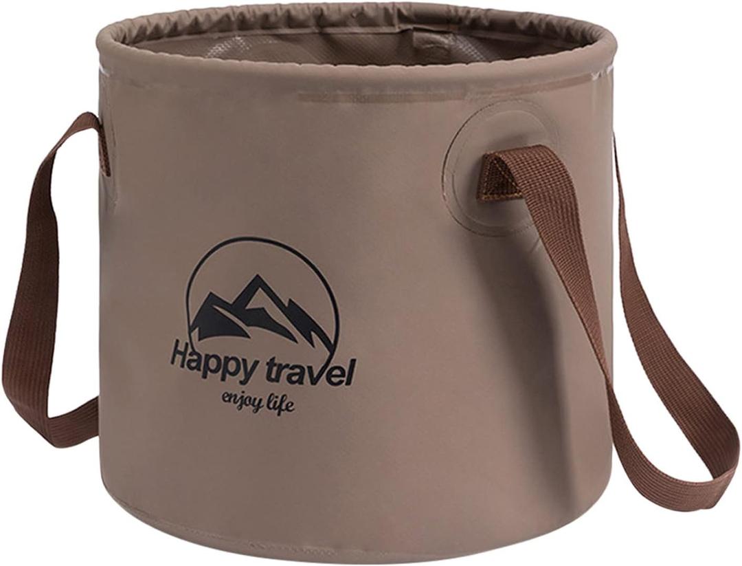 Collapsible Bucket,2.5 Gallon(10L) Portable Foldable Bucket,Large Folding Bucket, Folding Bucket Water Storage Container, Foldable Bucket with Handle for Fishing, Hiking,Camping (A Coffee)