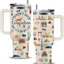 WWHSAI World Travel 40oz Tumbler - I Haven't Been Everywhere But It's on My List, Travellers Stainless Steel Insulated Travel Adventure Awaits Coffee Cup, Birthday Christmas Trip Gifts for Girl Women