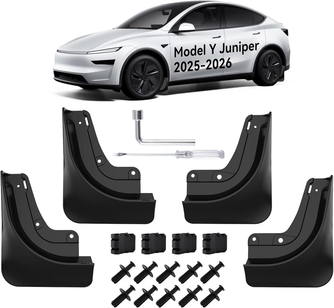 OZPYKAE for 2026 Upgraded New Tesla Model Y Juniper Accessories Mud Flaps,Splash Guards Fenders No Drilling All Weather Protector Mudguards for Tesla New Model Y Juniper 2025 2026 Launch (Black)