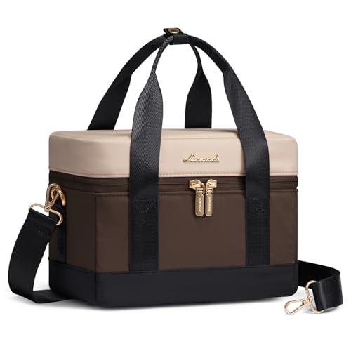 LOVEVOOK Insulated Lunch Bag for Women - Cute Lunch Box Cooler for Work, Picnic, and Beach, Coffee-khaki-black