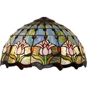 Tiffany Style Tulip Lamp Shade Replacement 16 Inch Wide Victorian Style Stained Glass Blue Pink Lampshade for Table Desk Floor Ceiling Pendant Light Accent Lamp, 8 inches high and 16 inches wide
