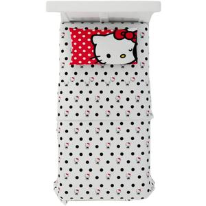 Franco Collectibles Hello Kitty Polka Dot Bedding Super Soft Microfiber 3 Piece Twin Sheet Set, (Officially Licensed Product)