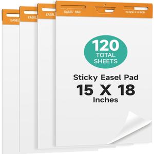 30 Sheets/Pad 15 x 18 Inches Large Self Stick Flip Chart Paper, 3 Pads/Pack