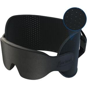 SARISUN Travel Pillow for Airplanes, Ultra-Thin Breathable Airplane Pillow Alternative, Airplane Head Strap with 3D Sleep Eye Mask, 360° Support for Long Flight, Work for Seats with Headrest, Black