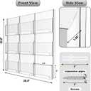 Acrylic Brochure Pamphlet Holder, 9 Magazine Holders, Clear Brochure Display Stand Wall Mount, Trifold Flyer Rack, Literature Storage Rack for Home, Offices, Waiting Room
