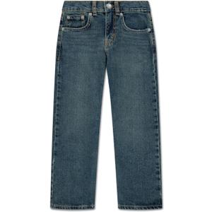 Boys' Loose Straight Fit Jeans (Blue, M)