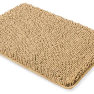 Yeaban Beige Bathroom Rugs – Thick Chenille Bath Mats | Absorbent and Washable Bath Rug Non-Slip, Plush and Soft Rugs for Bathroom, Kitchen, Shower, Sink - 16" x 24"