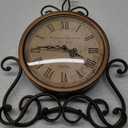 HZDHCLH Vintage Table Clocks for Living Room Bedroom Decor, Silent Decorative Farmhouse Shelf Clock Battery Operated, Small Rustic Mantel Clock with Roman Numerals (Brass)