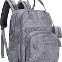 BabbleRoo Diaper Bag Backpack - Baby Essentials, Travel Essentials Baby Bag with Changing Pad, Stroller Straps & Pacifier Case - Unisex, Gray Swirls