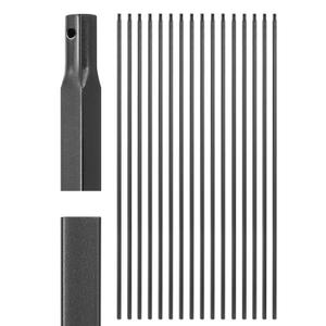 VEVOR 16 Pack 44 Inch Stair Balusters, Carbon Steel Square Hollow Spindles, Corrosion-Proof Indoor & Deck Railing with Pre-Drilled Holes, Matte Black Finish