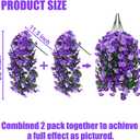Sggvecsy Artificial Fake Hanging Flowers Plants Outdoor Outside Spring Summer Decoration 2PCS Faux Silk UV Resistant Morning Glory Trailing Vines for Home Porch Patio Balcony (Purple & Light Purple)