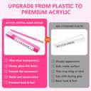 Clear Acrylic Mahjong Racks with Pushers - 17.5" Scalloped Clear Mahjong Tile Holders Set of 4, Premium All-in-One Magnetic Pusher Racks for American Mahjong, Durable Acrylic (Not Plastic) (PINK)