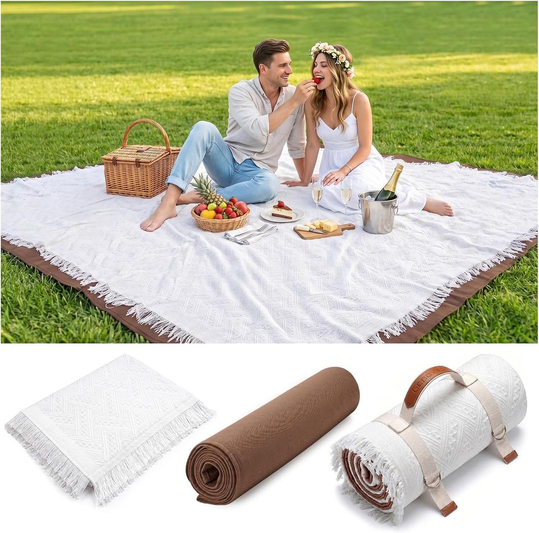 2 In 1 Extra Large Picnic Blanket Beach Mat Rug Registry Wedding Search by Name Registry Must Have Items Newlyweds Newly Wed Married Couple Gifts Bridal Husband Wife Men Women Mr Mrs Anniversary, 70"x70"