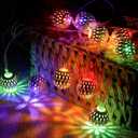 Bencailor New Year Disco Colorful String Lights 5ft 10 LED New Year Golden Metal Balls Globe Moroccan String Lights Battery Operated for Disco Moroccan Boho Room Party Decorations