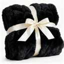 Fluffy Throw Bubble Blanket King Size - Faux Fur Throw for Couch or Bed - Ultra Plush Soft Extra Thick Faux Fur Rabbit Blanket - Warm & Breathable - Luxury Minky Tie Dye Bedding - 90" x 108", Black