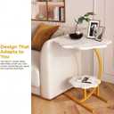 2 Layers Flower Shape Marble Texture Small C-Shaped Side Table,Snack Side Table, End Table for Sofa SideTable,Bedside Table for Living Room Kitchen Garden Bedroom