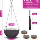 GARDENIX DECOR 11'' Self Watering Hanging planters for Indoor Plants - Flower Pot with Water Level Indicator for Plants, Hanging pots - Self Watering Planter Plant Pot-Coco Coir - Round 1 Pack - Gray