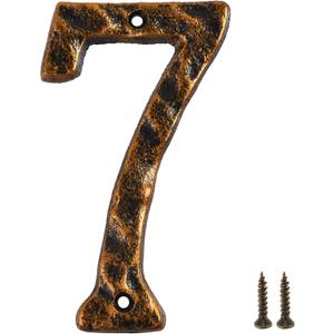 5.5 Inch Cast Iron House Numbers - Hammered Finish Mailbox Numbers - Metal Address Plaque Numerals - Weatherproof, Easy to Install, Soild Home Decor/Number 7