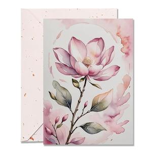 DORADUBO Blank Inside Card with Envelope for All Occasion, 5x7 Inch Watercolor Magnolia Blank Greeting Card – Birthday, Thank You, Sympathy - Single Card Pack of 2