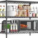 3-Tier Storage Shelves 795LBS Metal Shelving Unit, Adjustable Wire Rack Small Shelf Organizer with Shelf Liners for Kitchen Pantry Office Closet Garage 24" W x 14" D x 30.5" H Black