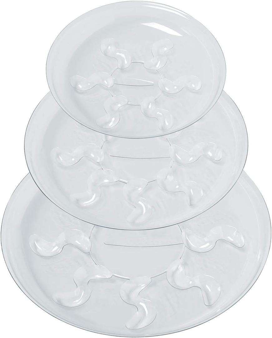 Idyllize 15 Pack Assorted Sizes 6 8 10 Inch Clear Thick Plastic Heavy Duty Sturdy Plant Saucer Drip Trays for pots, 5 Pieces of Each Size (Assorted Sizes 6'', 8'', 10'')