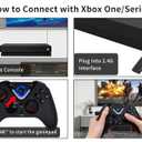 ROTOMOON Wireless Game Controller with LED Lighting Compatible with Xbox One S/X, Xbox Series S/X Gaming Gamepad, Remote Joypad with 2.4G Wireless Adapter, Rechargeable Battery