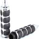 Pair of 1" Dual Motorcycle Bar End Hand Grips Handlebar for Cruisers Harley Yamaha Suzuki-Silver