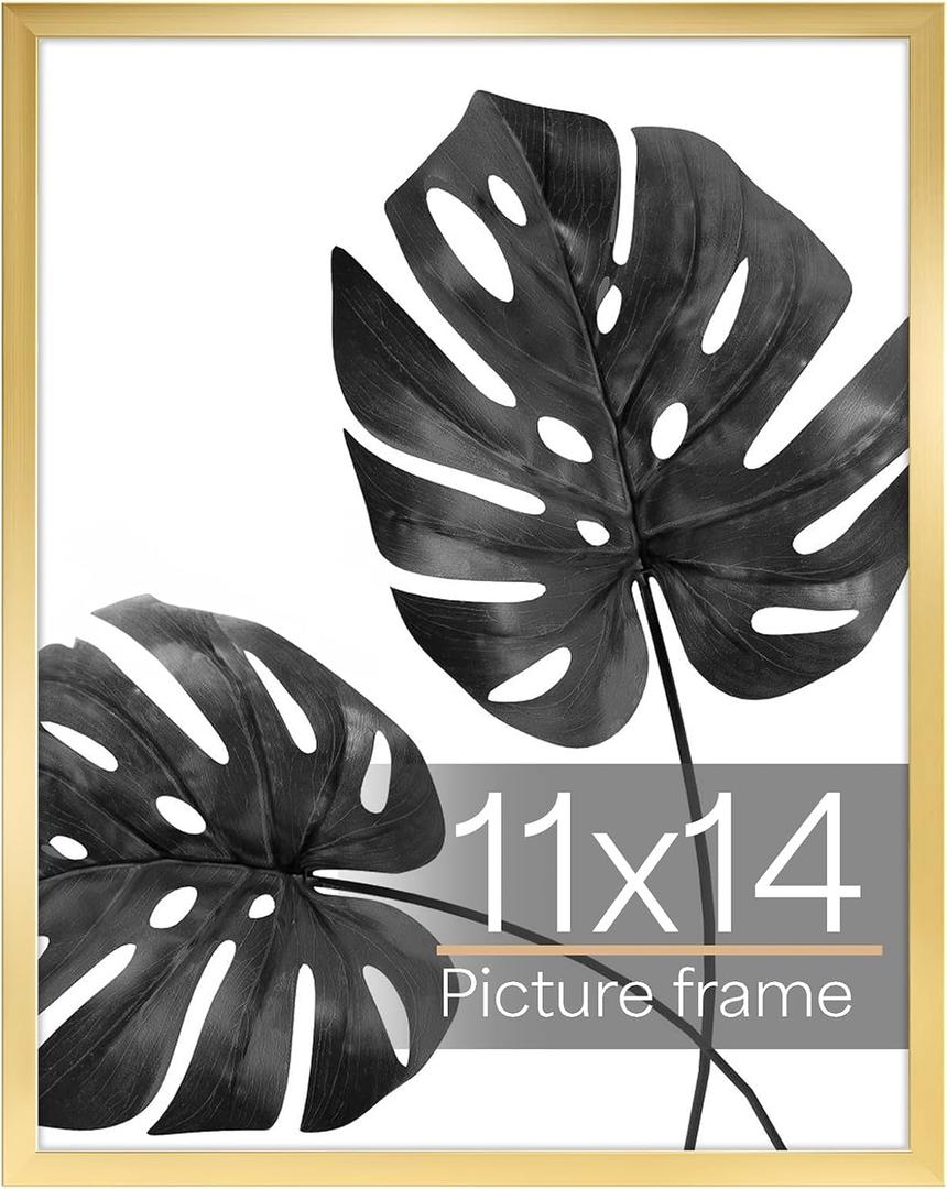 Giftgarden 11x14 Picture Frame Gold, 11 by 14 Thin Photo Frame for Wall Tabletop Display, Single