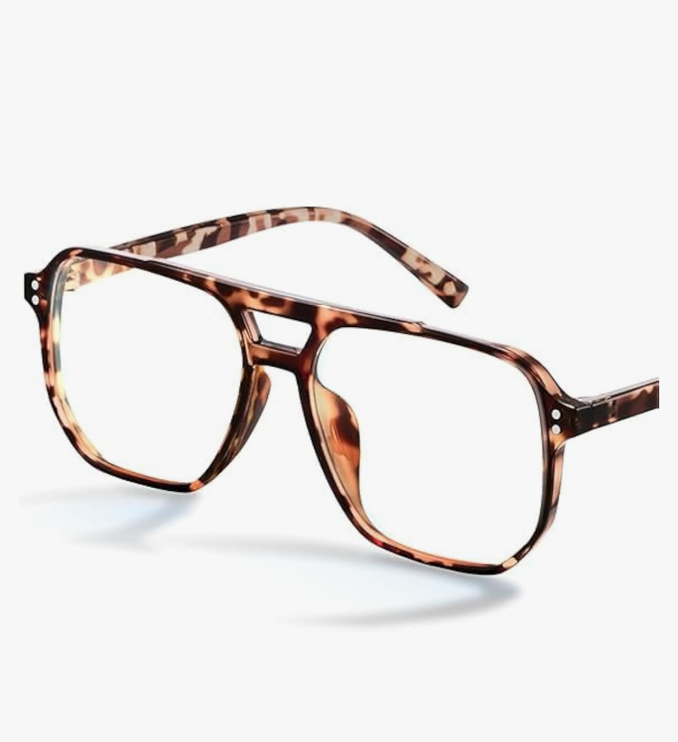 livho Blue Light Blocking Glasses, Fashion Fake Oversized Aviator Vintage Glasses, Retro Pilot Computer Glasses for Women/Men
