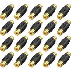 2 x 20 Pack RCA Female to Female Coupler Audio Video Adapter Gold Plated, for Phono,Speaker,RCA Cable,Amplifier