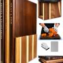 Acacia Wood Book Cutting Board Set with Stand, Wooden Cutting Boards That Look Like Books for Hands-Free Recipe Viewing, Beginner Cooking, Breakfast Prep, Family Meals & Housewarming Gift