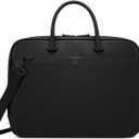 Lenovo Laptop Bag (T200) - Water Resistant Leather Messenger Bag with Padded Device Compartment – Multi Compartment Professional Handbag with Shoulder Strap for Travel & Business, Black (16.14 x 11.81 x 1.97)