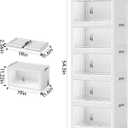 Hanyi 175 QT Stackable Storage Bins with Lids, 5 Tier Collapsible Plastic Storage Cabinet with Magnetic Doors, Removable Top Lid, Locking Wheels, Closet Organizer for Bedroom, Pantry, Office