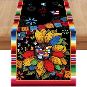 Linen Hispanic Heritage Month Table Runner 108 Inches Long National 22 Spanish Speaking Countries Latino Heritage Month Decorations and Supplies for School Classroom Office