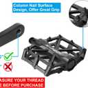 GPMTER Bike Pedals 9/16 for MTB, Mountain Road Bicycle Flat Pedal, with 16 Anti-Skid Pins -Universal Lightweight Aluminum Alloy Platform Pedal for Travel Cycle-Cross Bikes etc